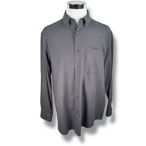 Orvis Chamois Cloth Flannel Shirt Men’s Large Dark Gray Button-Down Long Sleeve